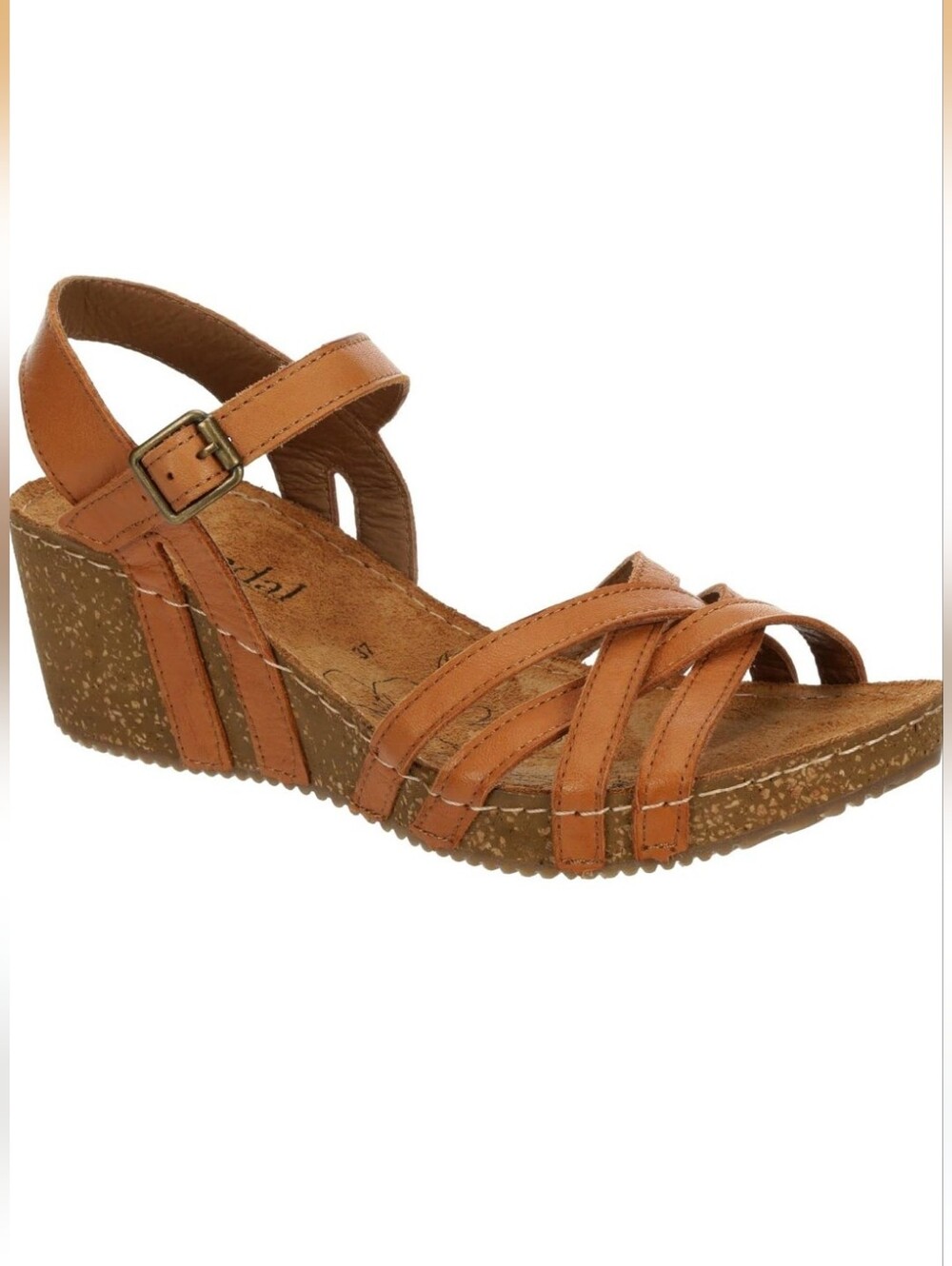 Women's Tan, Wedge, Strappy Sandals - Open Toe - Size 9